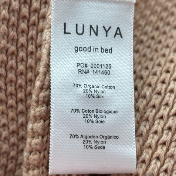 Lunya Tan Cozy Cotton Silk Pocket Henley Pullover Sweater - Picture 11 of 12